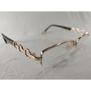 Anne Klein AK5010 717 Gold Tortoise Half Rim Eyeglass Frames 140 Chain Temple